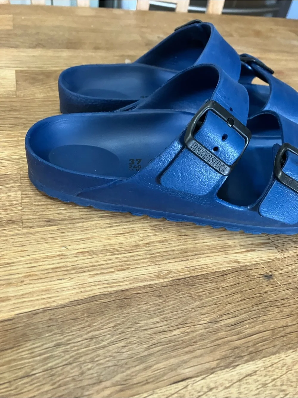 Birkenstock women’s Royal Blue Two-Buckle EVA Slides